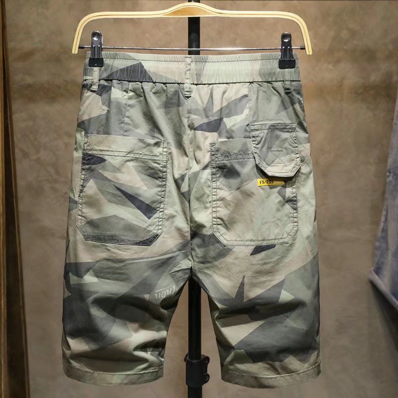 Camouflage werkkleding shorts voor heren in de zomer van 2024, los en casual trendy merk, externe broeken,_voghion.com