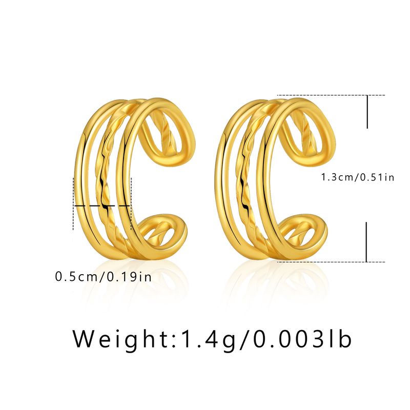 Clip per orecchio in metallo retrò francese per orecchie non forate, placcata in rame con vero oro K, clip per orecchio a forma di C semplice, compatta e di alta qualità_voghion.com