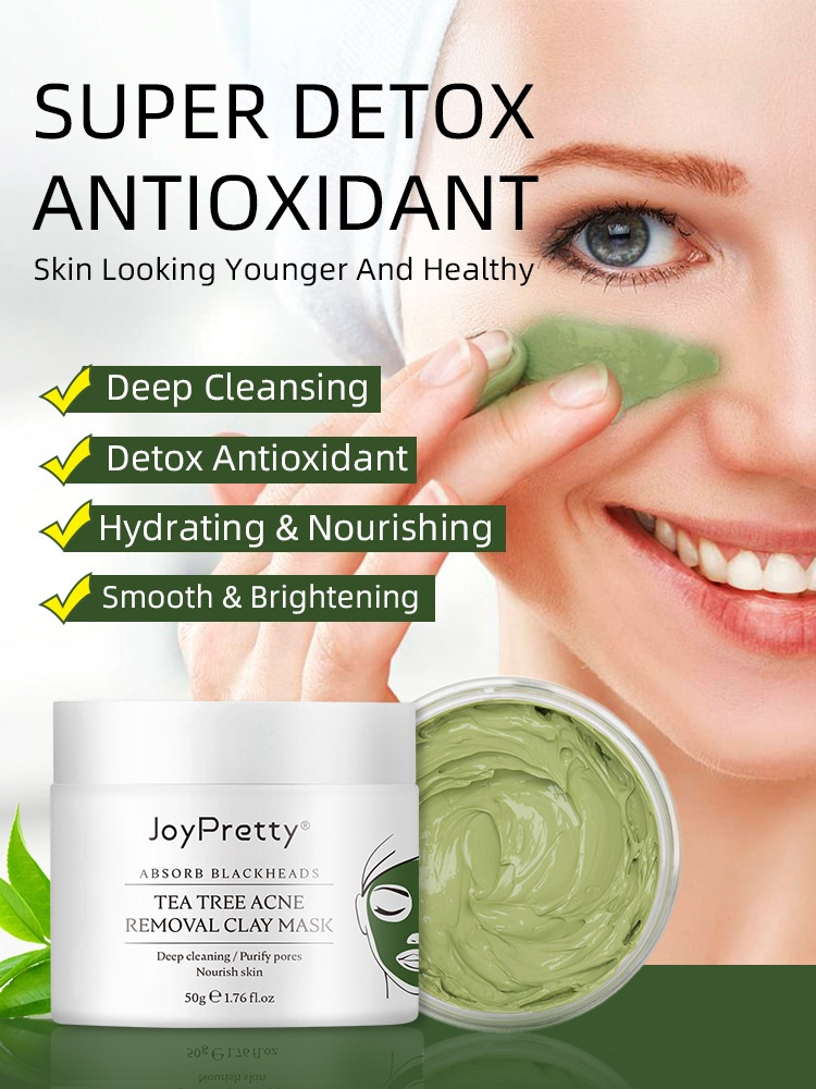 Joyretty tree pulisce i pori, i punti neri, i campioni, la pelle liscia e tenera, il fumo di tè verde Fango maschera facciale_voghion.com