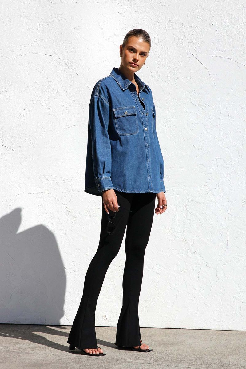 Damenbekleidung Jeanshemd für Damen Neue Mode Lässig Vielseitiges Loses Hemd mit Doppeltasche_voghion.com