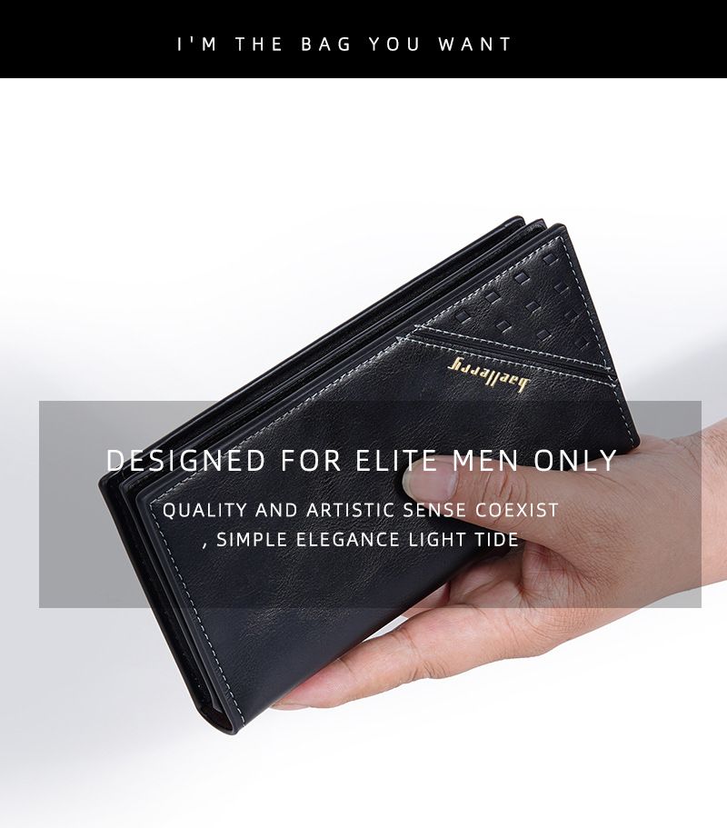 BAELLERRY New Men's Long Wallet European And American Business Style Multiple Card Slots RFID Theft Protection Made With Soft Leather Material_voghion.com