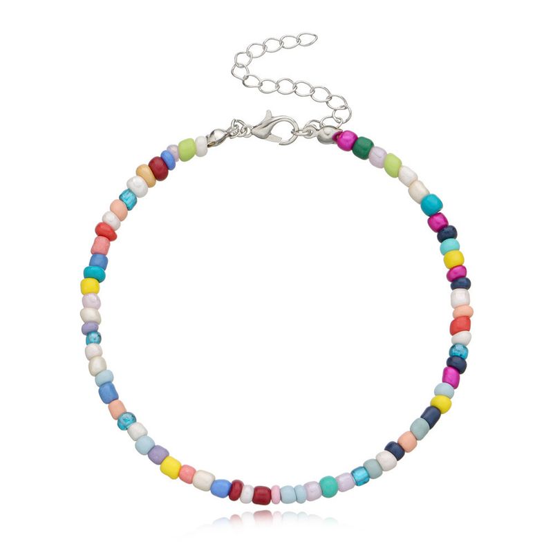 Tobillera de cuentas de semillas de colores, joyería ajustable para el pie de estilo bohemio para mujer_voghion.com