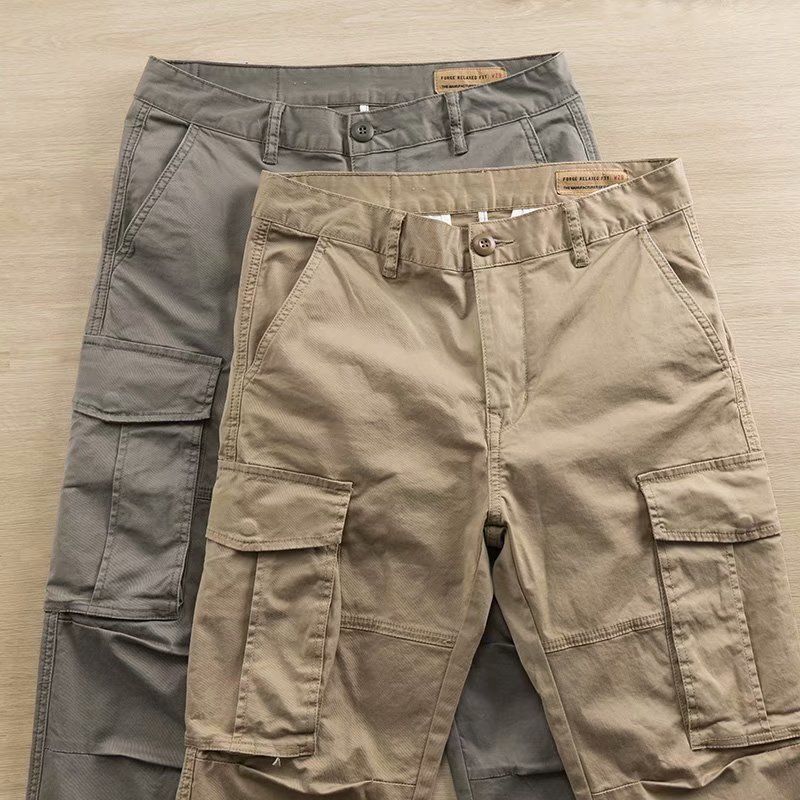 Herbst Multi Pocket Herren Kleine Gerade Bein Atmosphärische Arbeitskleidung Dreidimensionale Modische Freizeithose,_voghion.com