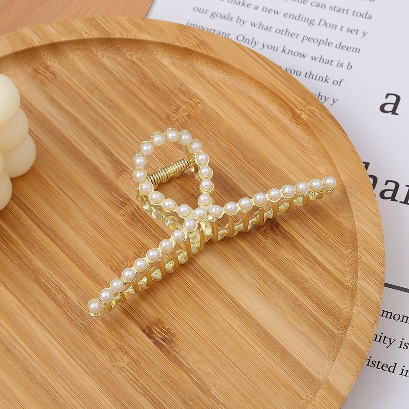 Perla per la testa posteriore delle donne, cucchiaio artiglio, grande fermaglio per capelli con diamante d'acqua ed elegante copricapo_voghion.com