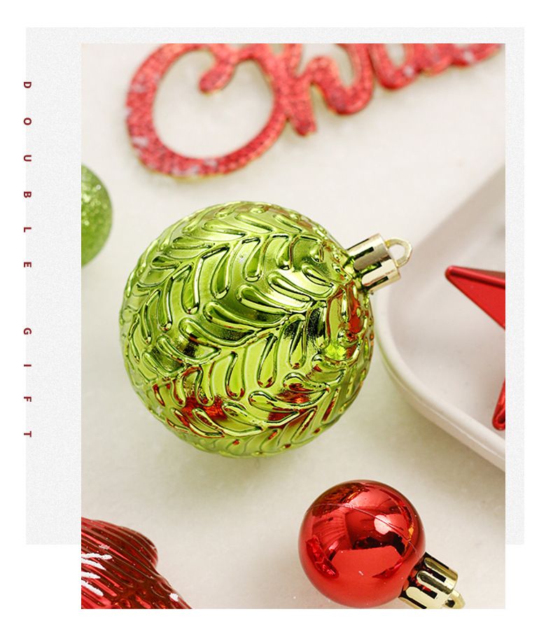 Christmas Hand-Painted Ornament Set - Red Green & White Hanging Balls With Tree Topper Star Modern Holiday Decor For Festive Tree_voghion.com