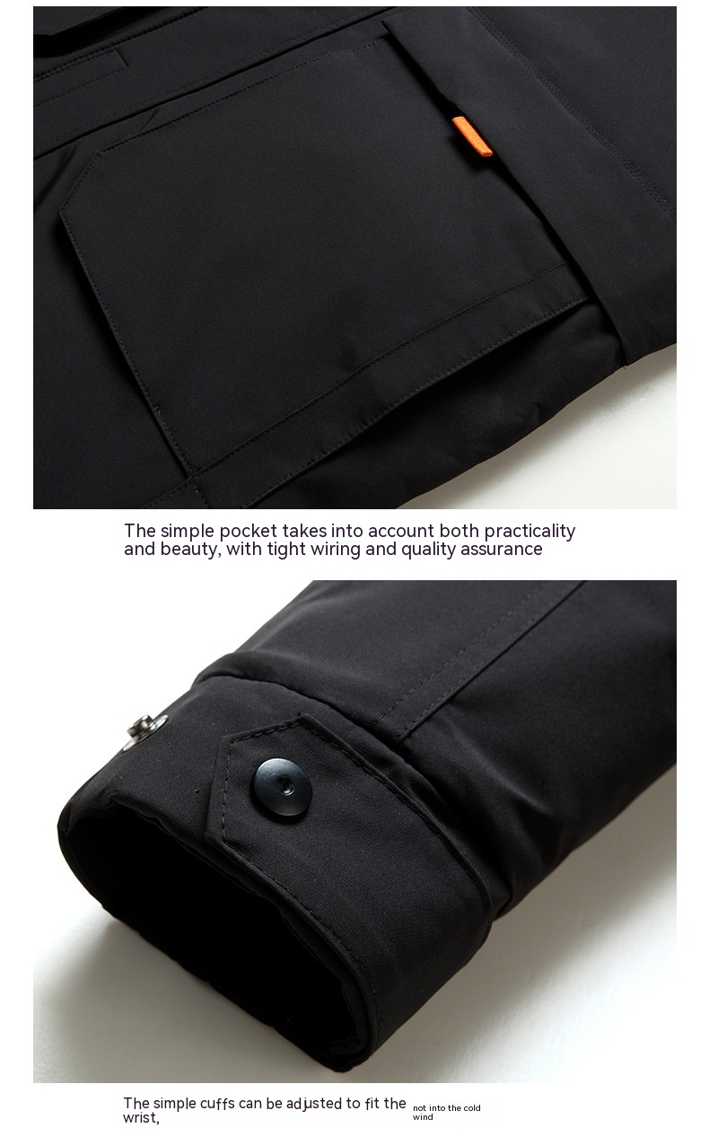Daunenjacke für Herren, mittellang, verdickt, neue trendige Markenjacke, Jugend-Winter-Arbeitskleidung, große Tasche, Baumwolljacke_voghion.com