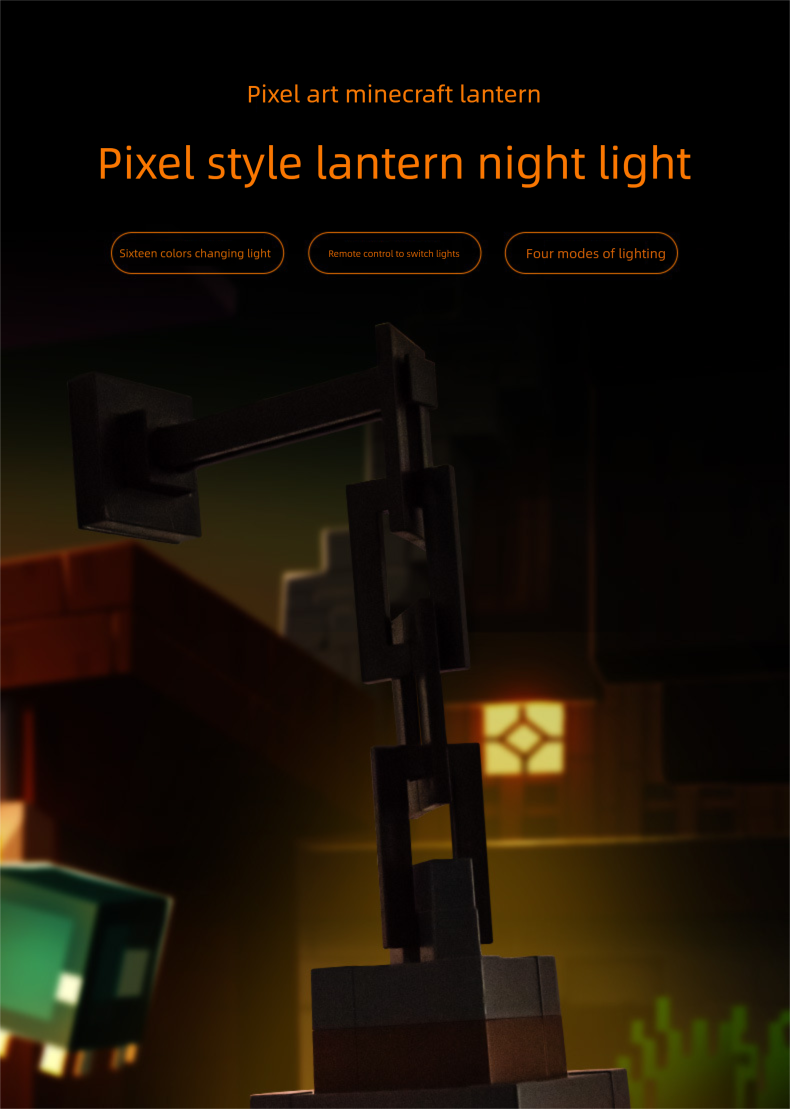 Minecraft Glowing Lantern Night Rechargeable Game Torch Children's Bedroom Atmosphere Light Model Ornament Lamp_voghion.com