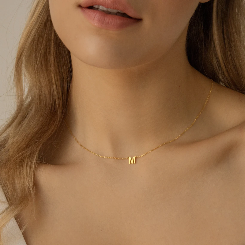 Collier avec lettres initiales en acier inoxydable pour femmes, pendentif de bijoux, alphabet, nom unique, collier ras du cou, livraison directe_voghion.com