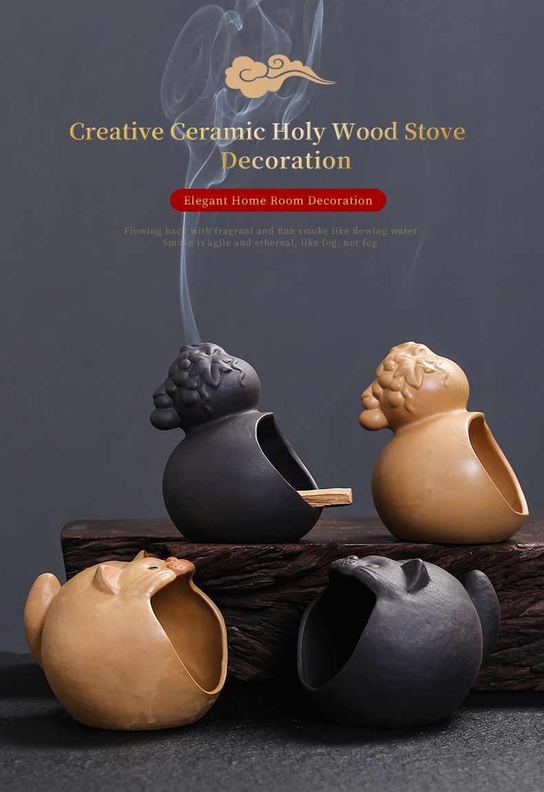Keramik peruanischer Heiliger Holzhalter Salbei Tablett Weihrauchbrenner Wohndekor Ornament_voghion.com