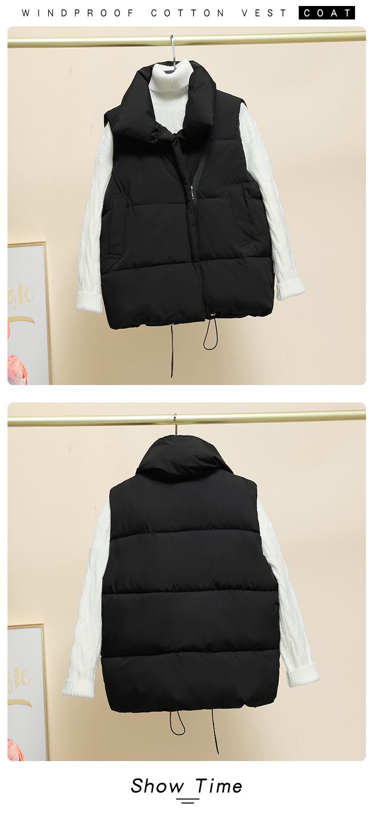 Women's Quilted Puffer Vest Short Sleeveless Jacket - Lightweight Warm Zip-Up Layering Piece For Fall Winter, Casual Chic Office Wear_voghion.com