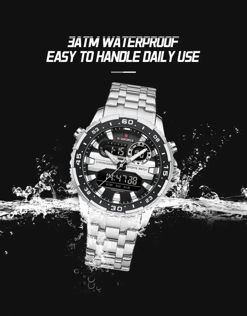 Original Trend Brand LCD Display Analog Digital Quartz Man Clock 30m Waterproof Luminous Wristwatch_voghion.com