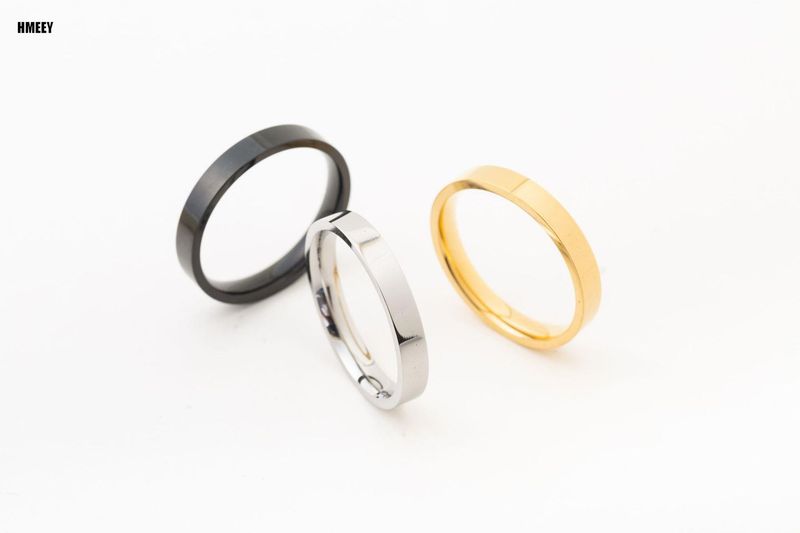 Anelli da uomo e da donna in acciaio inossidabile nero HMEEY da 4 mm, semplici e lisci, disponibili in magazzino, regali di compleanno_voghion.com