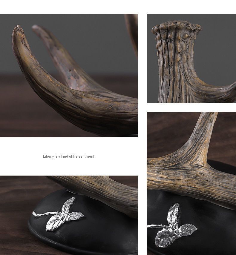 European Style Antler Cabinet High-end Home Entrance Liquor Bottle Wine Rack Decoration_voghion.com