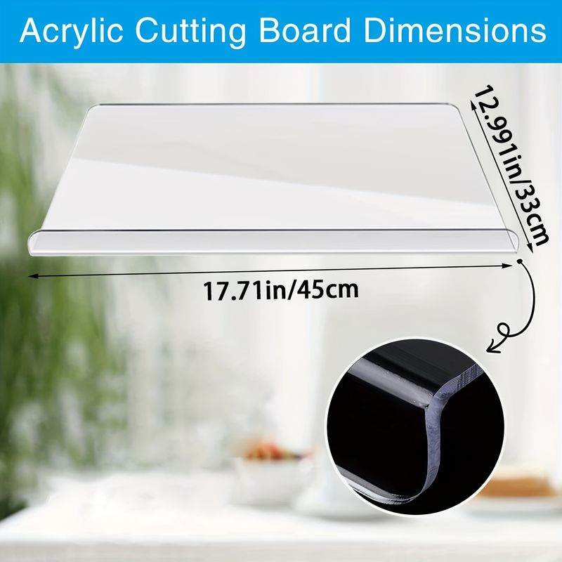 1pc Non-Slip Acrylic Cutting Board - Transparent, Durable Kitchen Countertop Protector For Fruits, Vegetables, And Cooked Food Prep_voghion.com