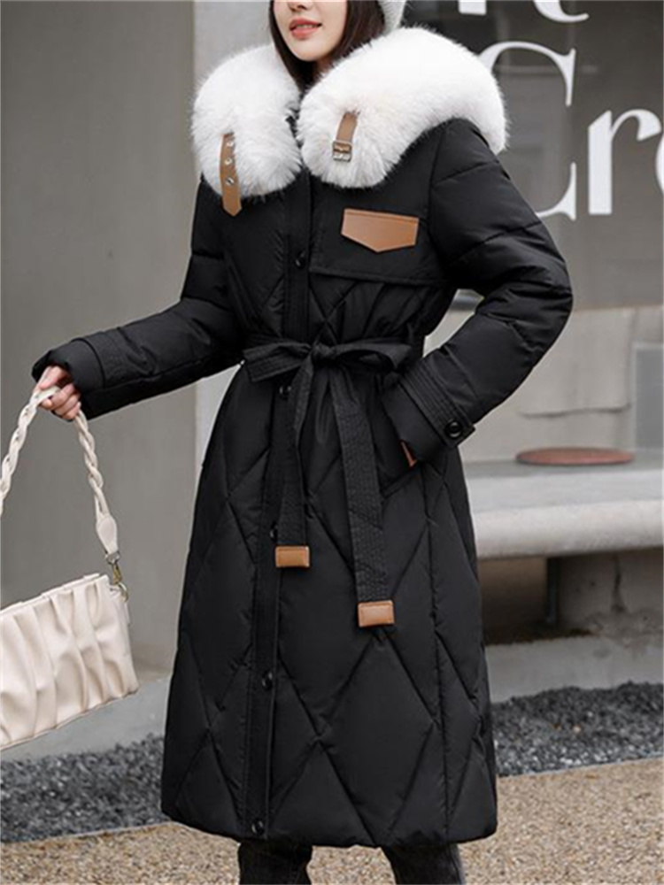 Botvotee-Parkas largas elegantes para mujer, chaquetas con cordones de manga larga a la moda coreana, informales, Otoño e Invierno 2023_voghion.com