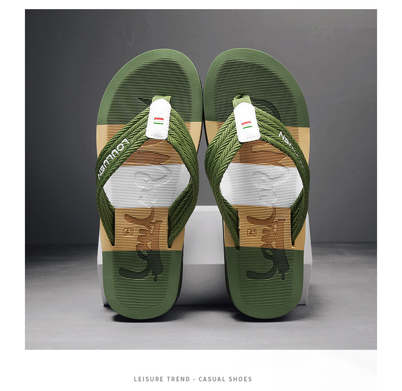 2024 Neue Sommerfußklemme für Herren mit Fischgrätenmuster, rutschfeste Strandpantoffeln mit weicher Sohle_voghion.com