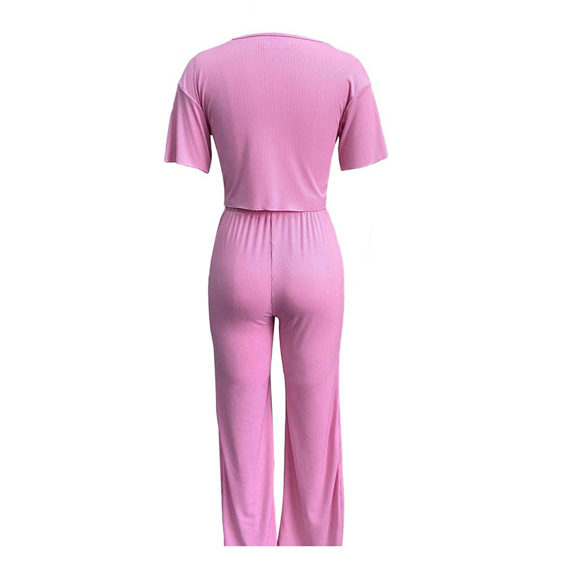 Women's short-sleeved pit strip solid color casual fashion large size_voghion.com