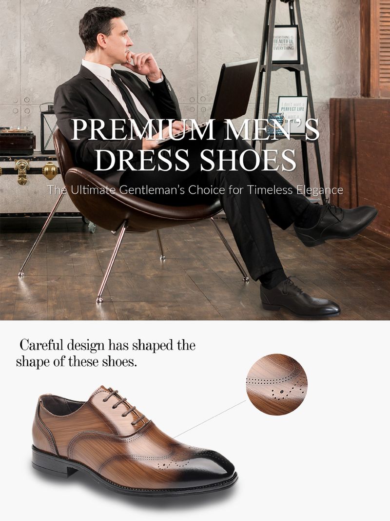 Chaussures Derby Brogue pour homme HPIOPL - Design à bout carré d'inspiration japonaise avec cuir PU grain de bois et semelle en caoutchouc_voghion.com