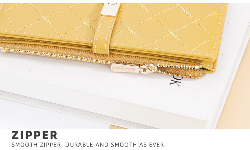 Baellerry new ladies long wallet Korean style quilted embroidery multi-card slots buckle clutch bag women wholesale_voghion.com
