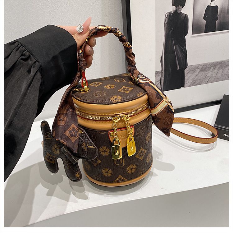 Borsa a secchiello stampata per donna 2024 borsa alla moda borsa a tracolla cilindrica versatile tendenza_voghion.com