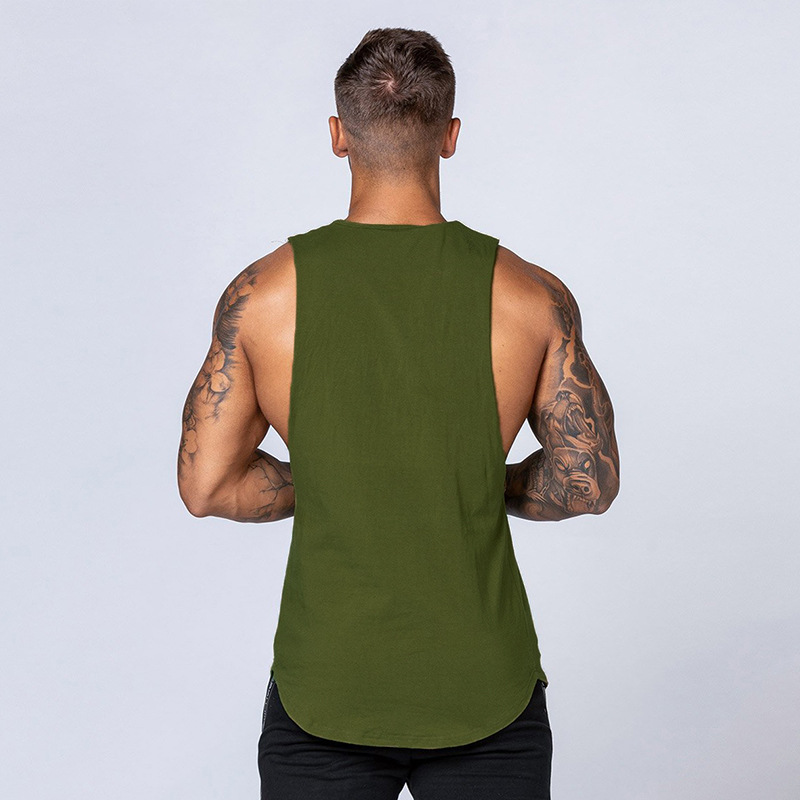 Minimales Baumwoll-Sport-Tanktop für Herren, atmungsaktives Training, ärmelloses Muskel-Lauf-Tanktop für Herren für schmale Passform_voghion.com