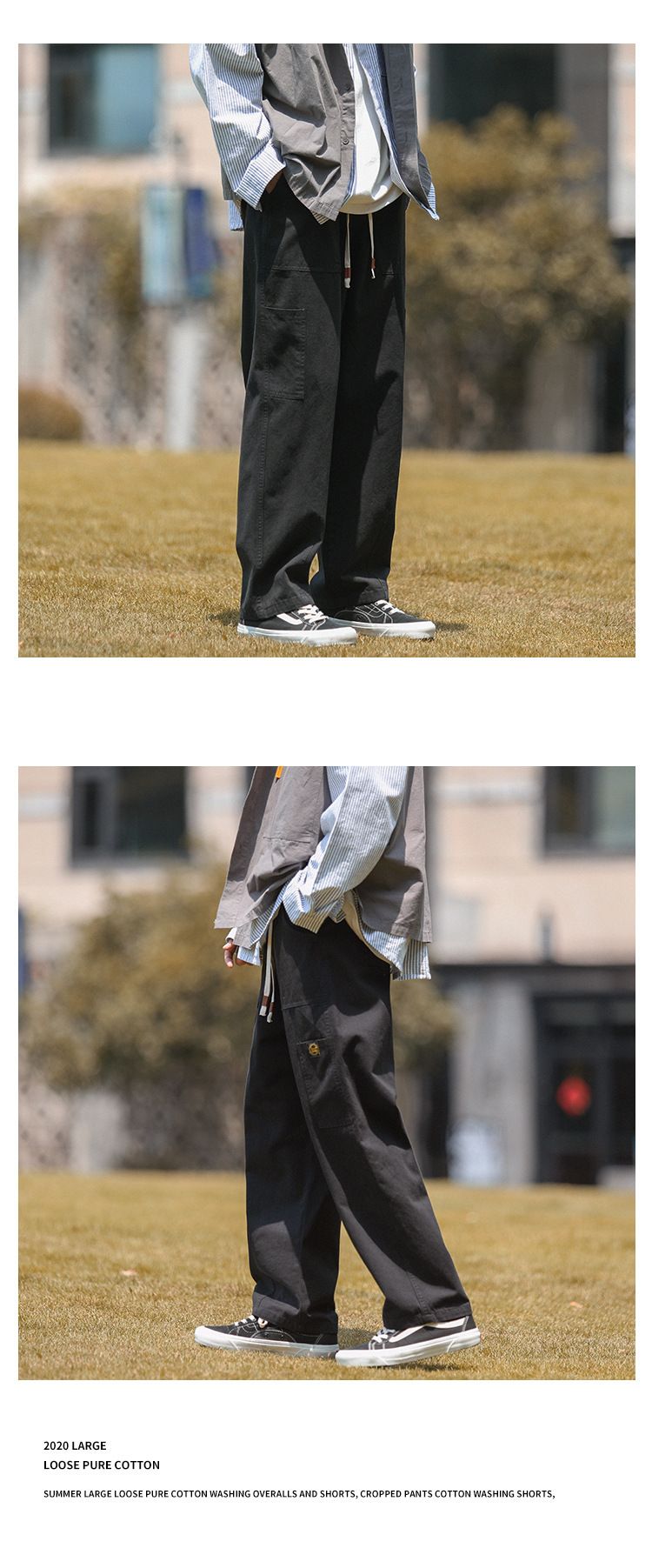 Cityboy Arbeitskleidung für Herren im Herbst, übergroße, lockere Passform, mit lässigem Stil und geradem Bein, Freizeithose_voghion.com