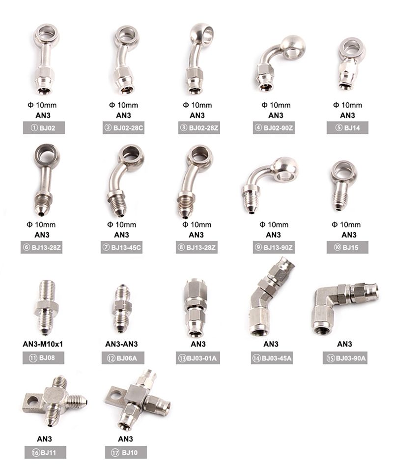AN3 Motorcycle Motor Bike Hydraulic Brake Oil Hose e Fitting stainless Steel 10mm hole_voghion.com