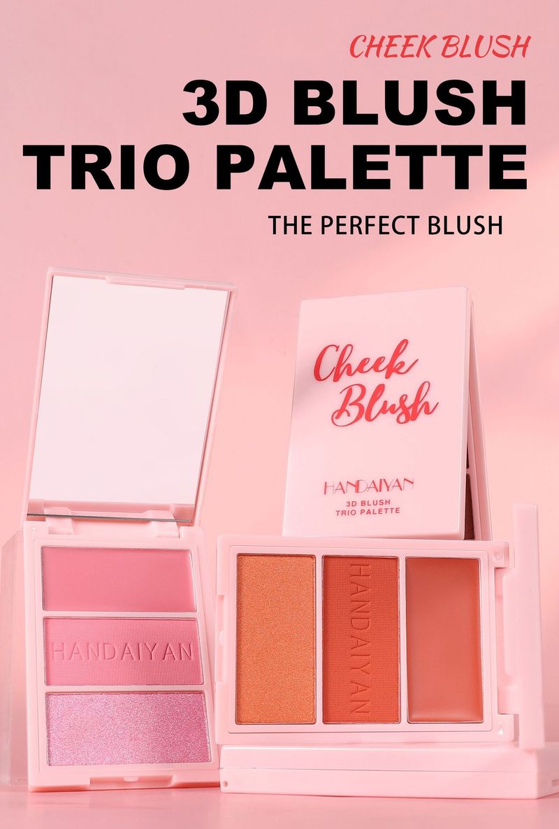 HANDAIYAN Multi - Functional 3 - Color Blush Palette - Blush, Highlighter And Contour Palette For Face Brightening_voghion.com