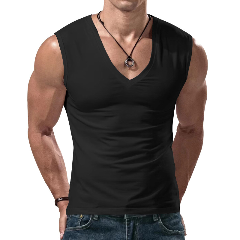 24 Gilet da uomo estivo, nuovo, tinta unita, ampio, con scollo a V, stile semplice e casual_voghion.com