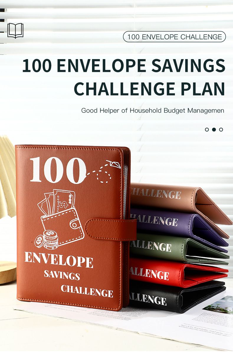 100 Zarflık Tasarruf Klasörü - Bütçeleme İçin A5 Nakit Zarf Sistemi, 29 PP Sayfalı 6 Halka Düzenleyici, Cüzdan Tipi (Birden Fazla Renk)_voghion.com