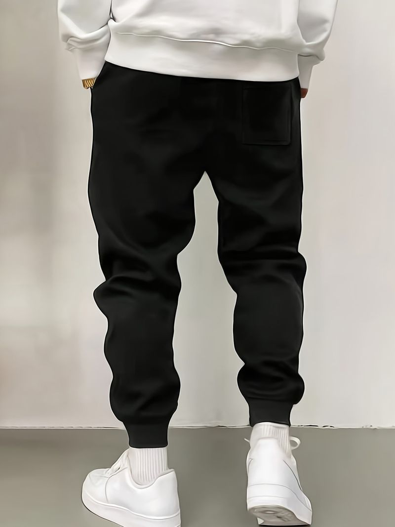 Pantalon de jogging décontracté uni pour homme – Pantalon de survêtement style rétro à revers élastiques pour une mode urbaine (plusieurs couleurs et tailles)_voghion.com