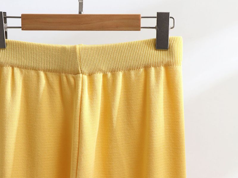 Women's Clothing Suit Gold Button V Neck Knitted Vest Casual Loose Trousers Knitted Two Piece Suit_voghion.com