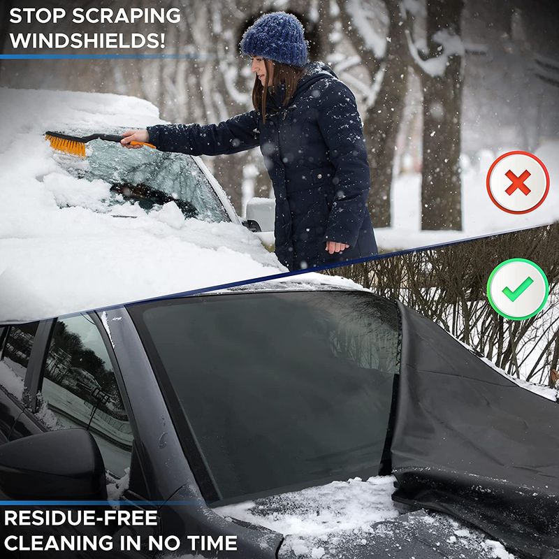 Geeignet für Eis und Schnee, Auto-Windschutzscheiben-Schneeabdeckung, verbesserte Schneeabdeckung, 600D Oxford-Gewebe, Winter-Schneeräumabdeckung_voghion.com