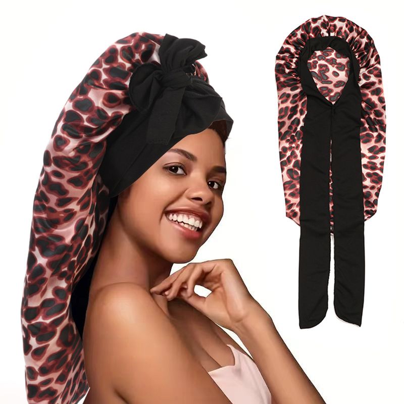 Cuffia da uomo con stampa leopardata multicolore, a righe larghe, a tesa larga, elastica, per salone di bellezza, per la cura dei capelli, con chignon elastico, berretto indiano_voghion.com