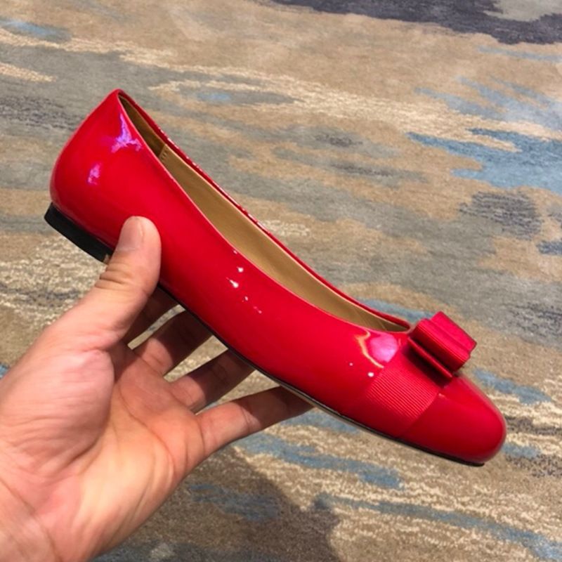 High Version Bowknot Single For Women 2025 New Style Feijia Genuine Leather Red Chunky Heel Shallow Mouth Round Toe_voghion.com