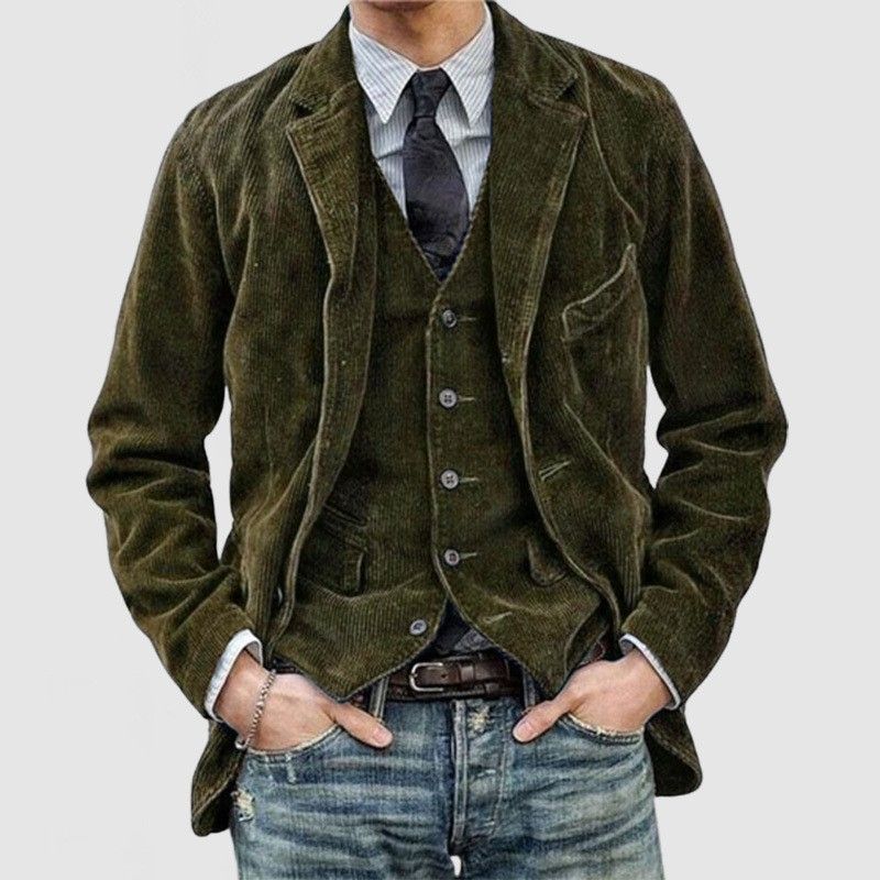 Herren-Cordblazer – Lässiger Anzugmantel mit entspannter Passform und Revers, einreihig, mit zwei Knöpfen, strapazierfähig und stilvoll für Arbeit und Freizeit_voghion.com
