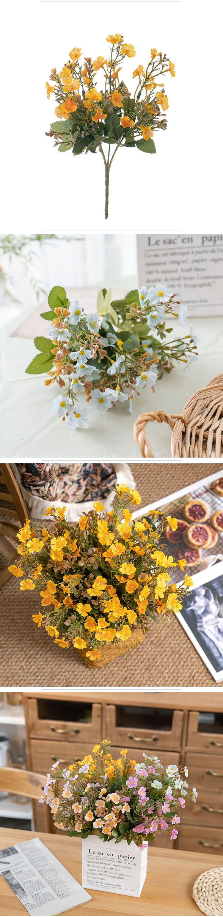 Party Supplies Simulation Flower Crafts Snow Cherry Blossom Flowers And Green Plants_voghion.com
