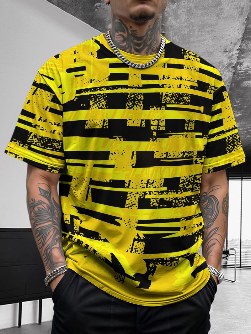 Nuovo design estivo da uomo, retrò, comodo, casual, elasticizzato, slim, basic, a maniche corte_voghion.com