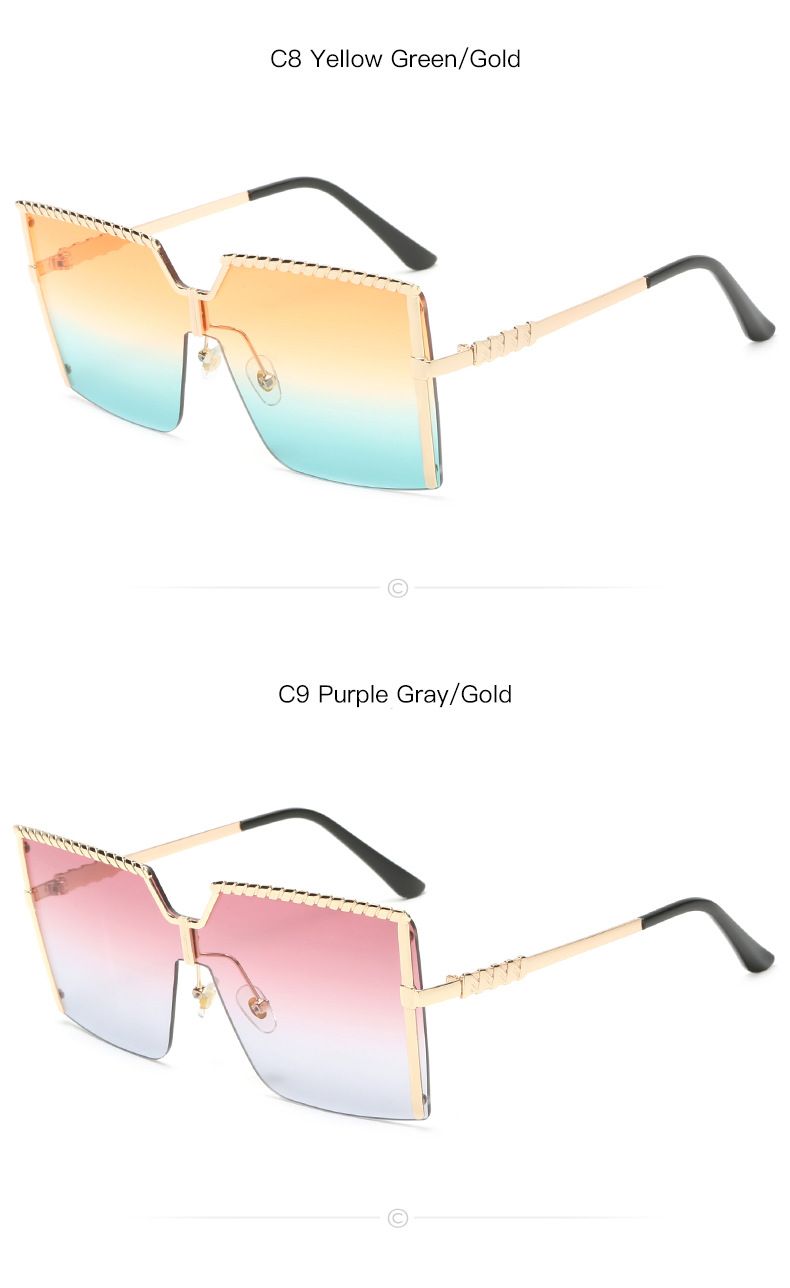 Square Half Frame Sunglasses For Women - Large Gradient UV400 (Class 3, Fashionable)_voghion.com