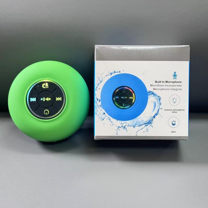 Enceinte Bluetooth sans fil portable et étanche avec LED colorées et ventouse pour salle de bain_voghion.com