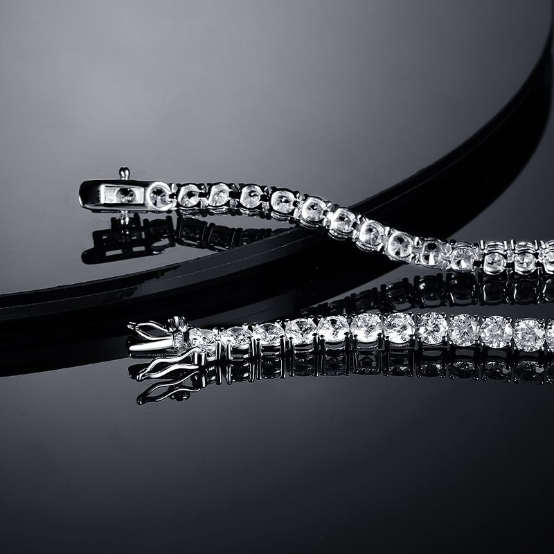 Messing casual klassieke stijl ronde plating inleg zirkoon tennisarmband_voghion.com