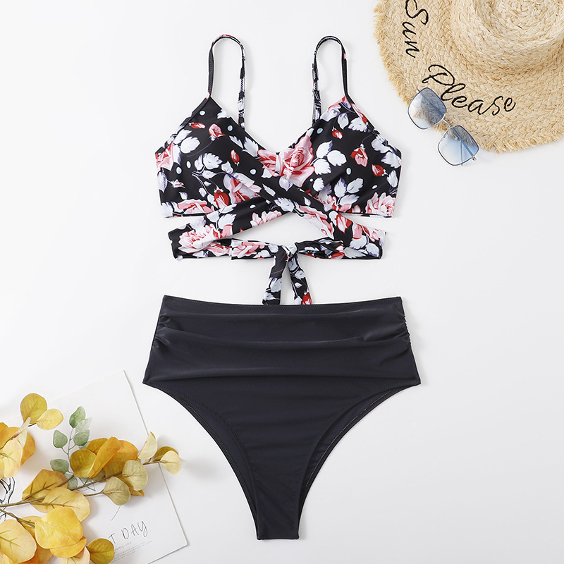 Maillots de bain pour femme Sexy Split Bikini Bikini Cross Leopard Pattern Maillots de bain_voghion.com
