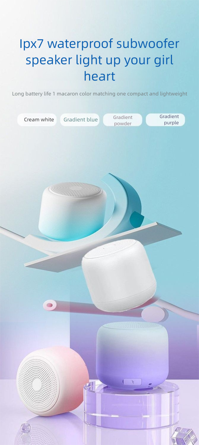 Enceinte Bluetooth rechargeable, mini caisson de basses sans fil, étanche, portable, son puissant, couleur macaron_voghion.com