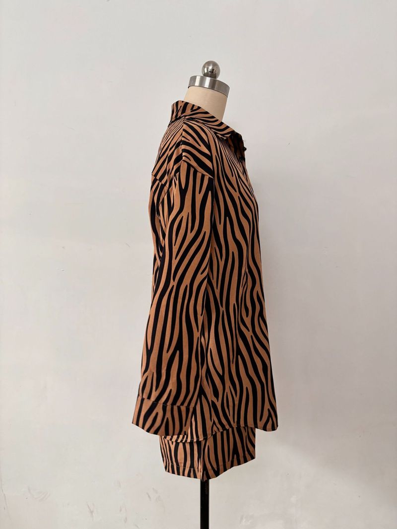 Vêtements pour femmes, cardigan imprimé léopard, chemise, short ample, vêtements d'été pour femmes, costume deux pièces_voghion.com