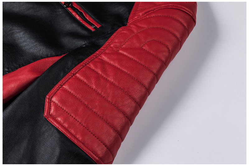 Men's Clothing leisure motorcycle patchwork leather jacket men's fashion stand up collar retro warm leather jacket_voghion.com