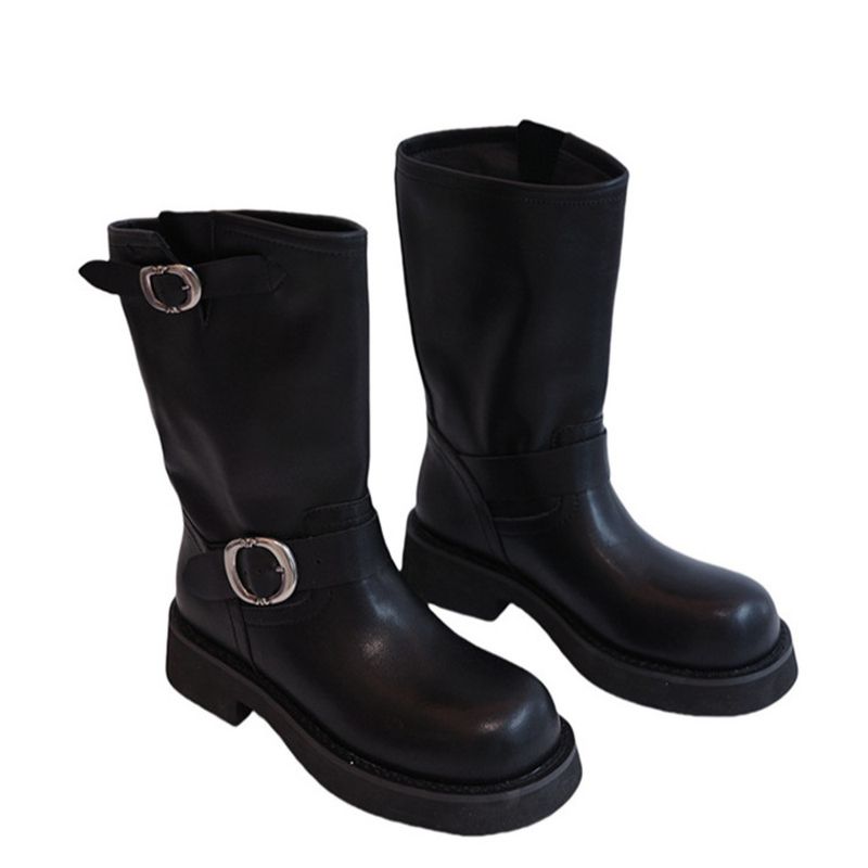 Women's Martin Boots Fall/Winter New Chunky Heel Round Toe Ankle Boots Stylish And Versatile_voghion.com