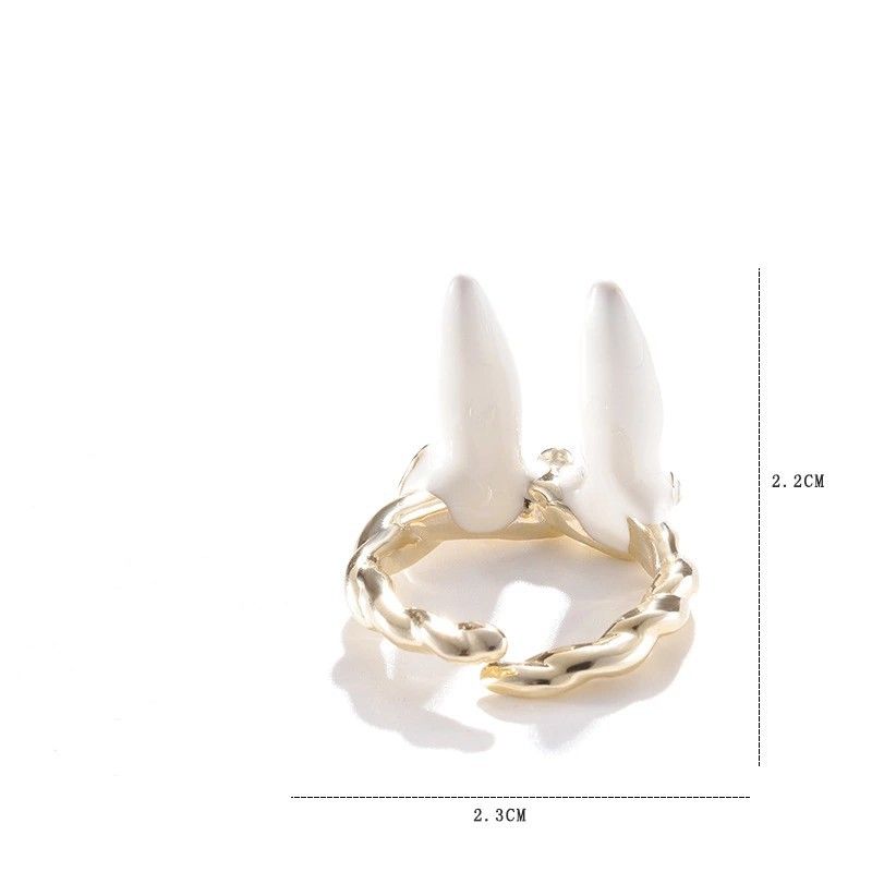 Japanese and Korean simple cute kitten female opening cat ear dog ring small animal cartoon jewelry_voghion.com