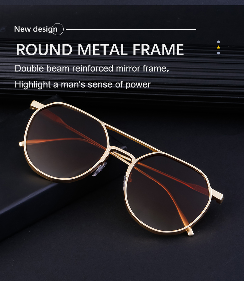 Vintage-Sonnenbrille für Damen und Herren, Vintage-Mode, ovale Sonnenbrille mit goldenem Metallrahmen_voghion.com