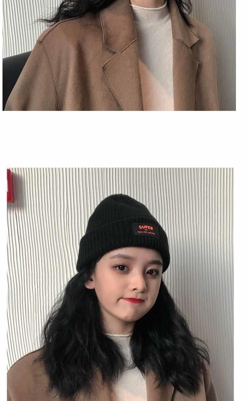 Schicke Strickmütze mit Buchstabenmuster – weiche, lässige Wintermütze aus Baumwolle mit minimalistischem Textdesign, lässige Unisex-Mütze für kaltes Wetter_voghion.com