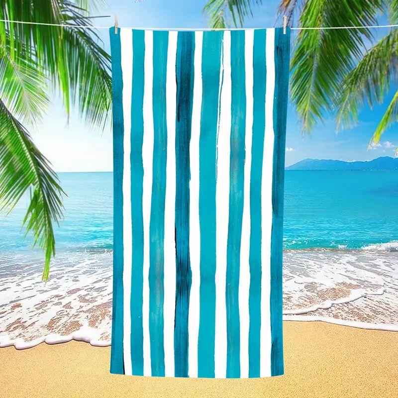 Fashionable striped series double-sided velvet beach towel, ultra-fine fiber towel, printed bath towel_voghion.com